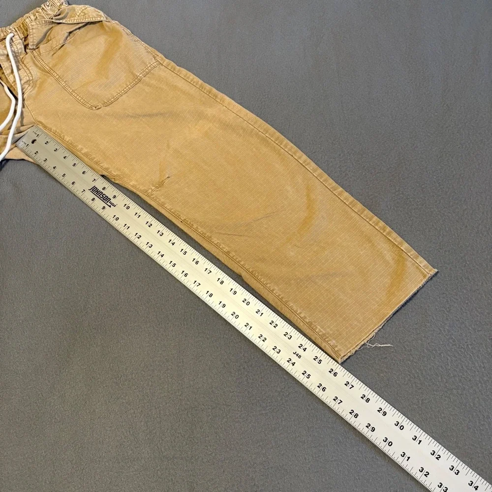 Free People Cargo Pants Womens XS Tan Ripstop Drawstring Raw Hem OB1170572